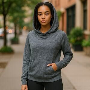 LUKKA Gray Fleece Hoodie Top ~ Thumb Holes ~ Front Pocket ~ Ladies SMALL